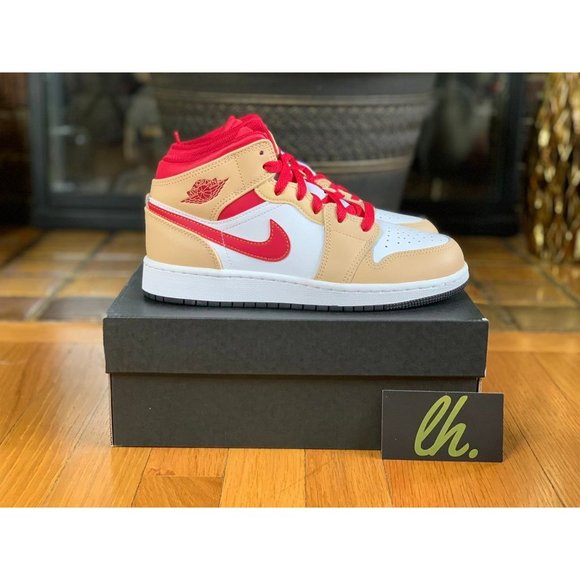 Size 5y Air Jordan 1 Mid "Cardinal Curry" 554725-201 - Picture 3 of 5